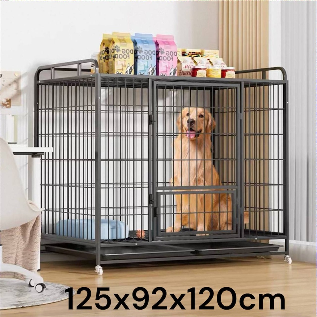 - Dog Cage Black Wheel 125x92x120cm ទ្រុងខ្មៅមានកង់រុញចិន