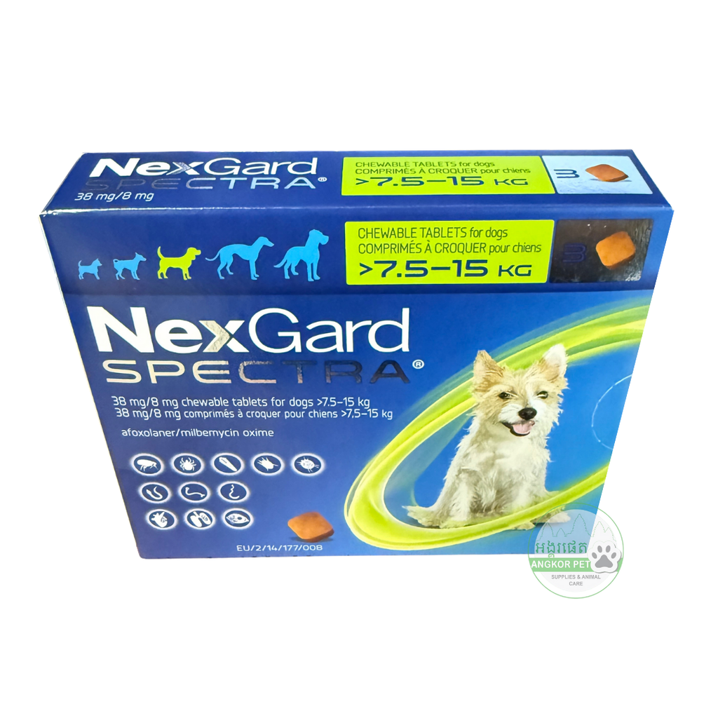 - Nexgard Spectra 7.5-15kg (1box=3tablets)