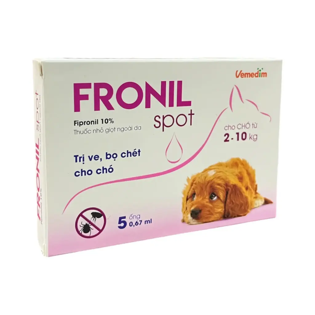 - Vemedim Fronil Spot On Dog 2-10kg (1box=5 Tubes)​ ថ្នាំចៃ