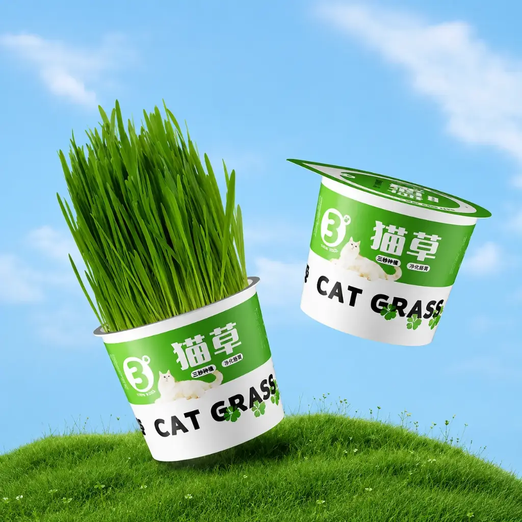 - N4P Cat Grass Soilless Grow Kit 30g គ្រាប់ស្មៅឆ្មា