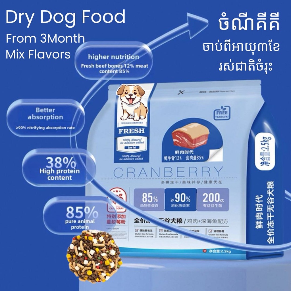 - Cranberry Dry Dog Food Mix Flavors 2.5kg