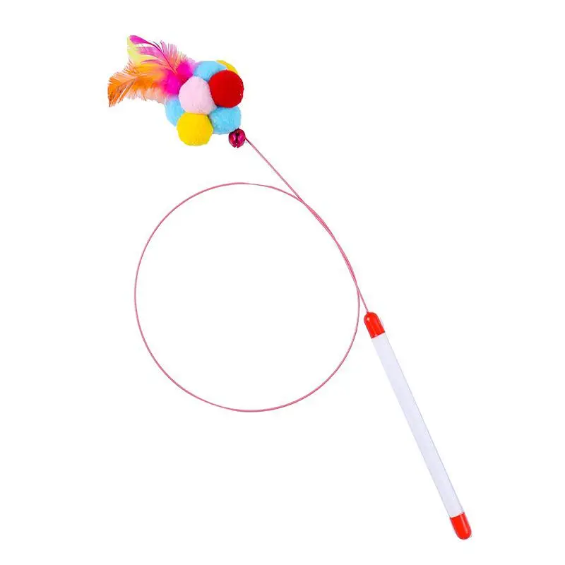 - Cat Toy Stick & Chicken Feather Ball 1 Piece ចង្កឹះឆ្មា