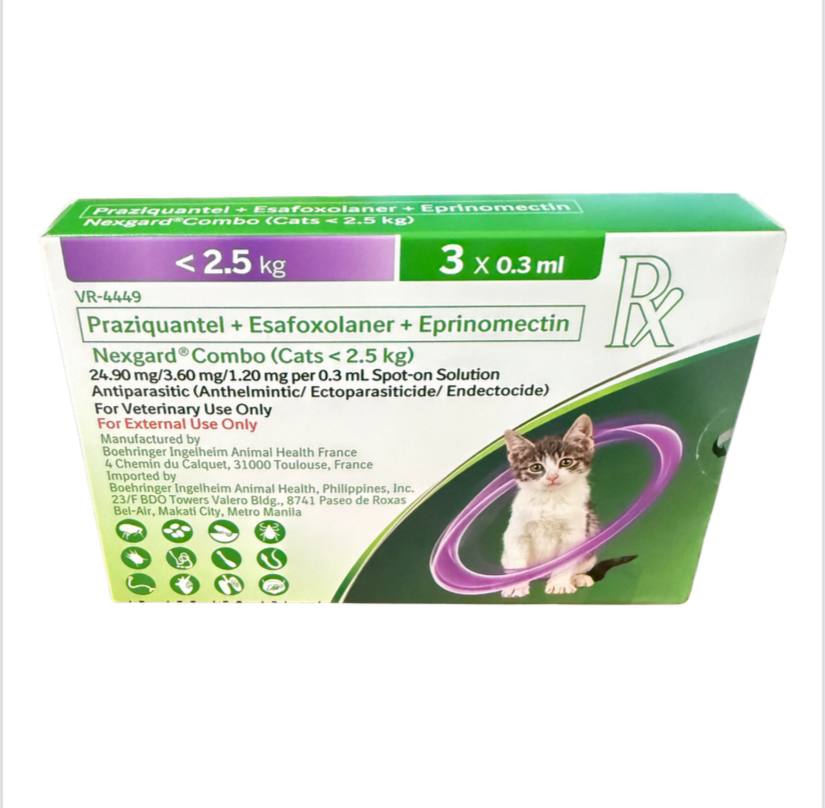 - Nexgard Combo Cat Up to 2.5kg (1box=3pipettes)