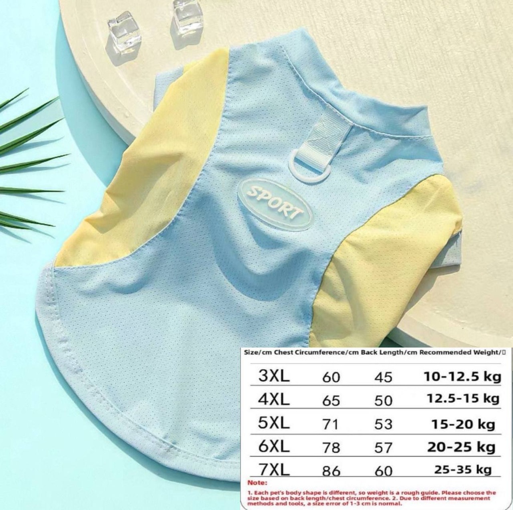 -T-Shirt Sky blue+Yellow (3XL: 10-12.5kg)
