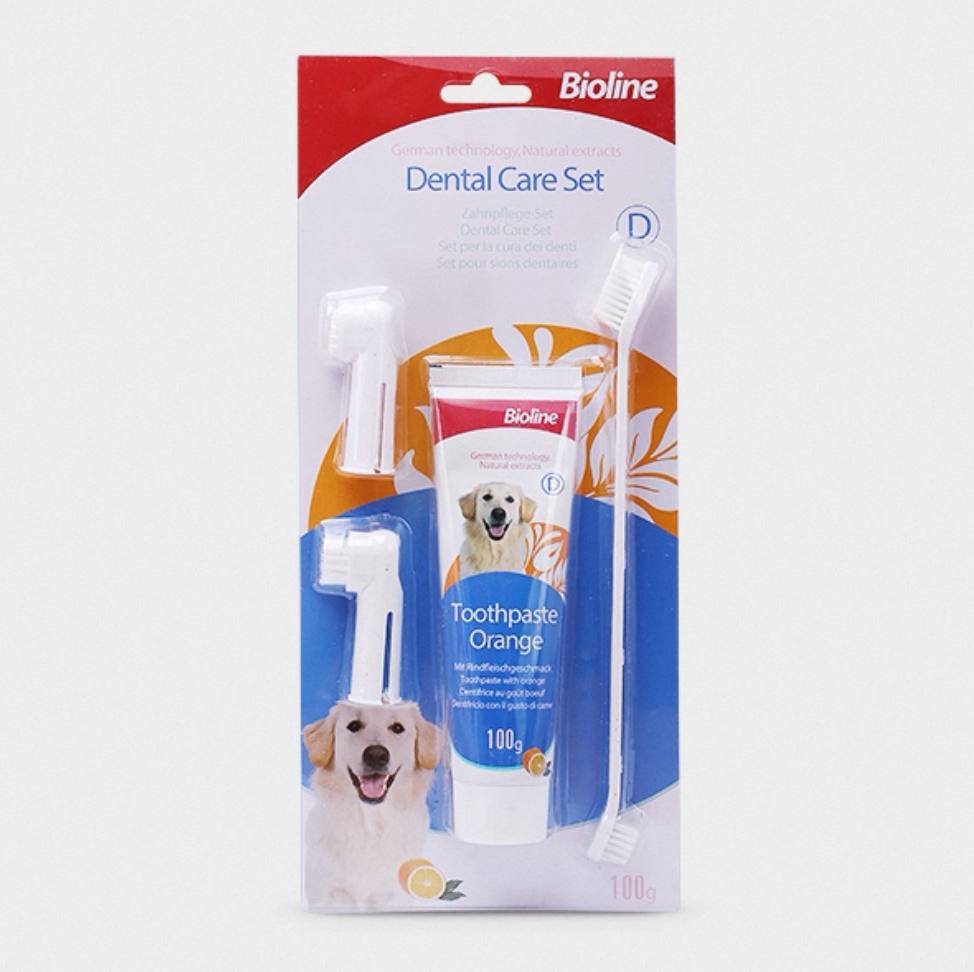 - Bioline Dental Care Set With Beef Flavor ឈុតច្រាស់ដុះធ្មេញ+ថ្នាំដុះធ្មេញ