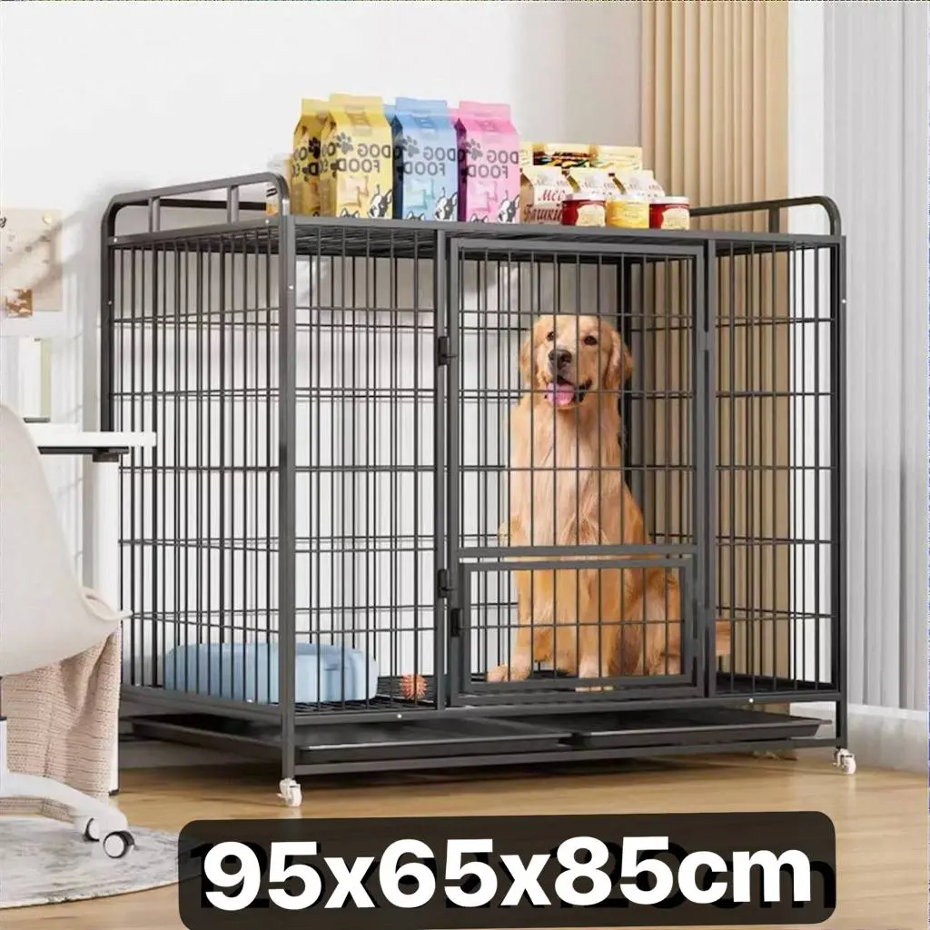 - Dog Cage Black Wheel 95x65x85cm ទ្រុងខ្មៅមានកង់រុញចិន