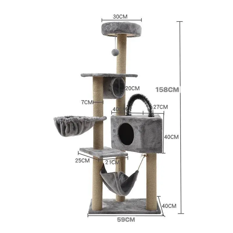 - Cat Tree Gray ផ្ទះឆ្មាធំ 158x40x59cm