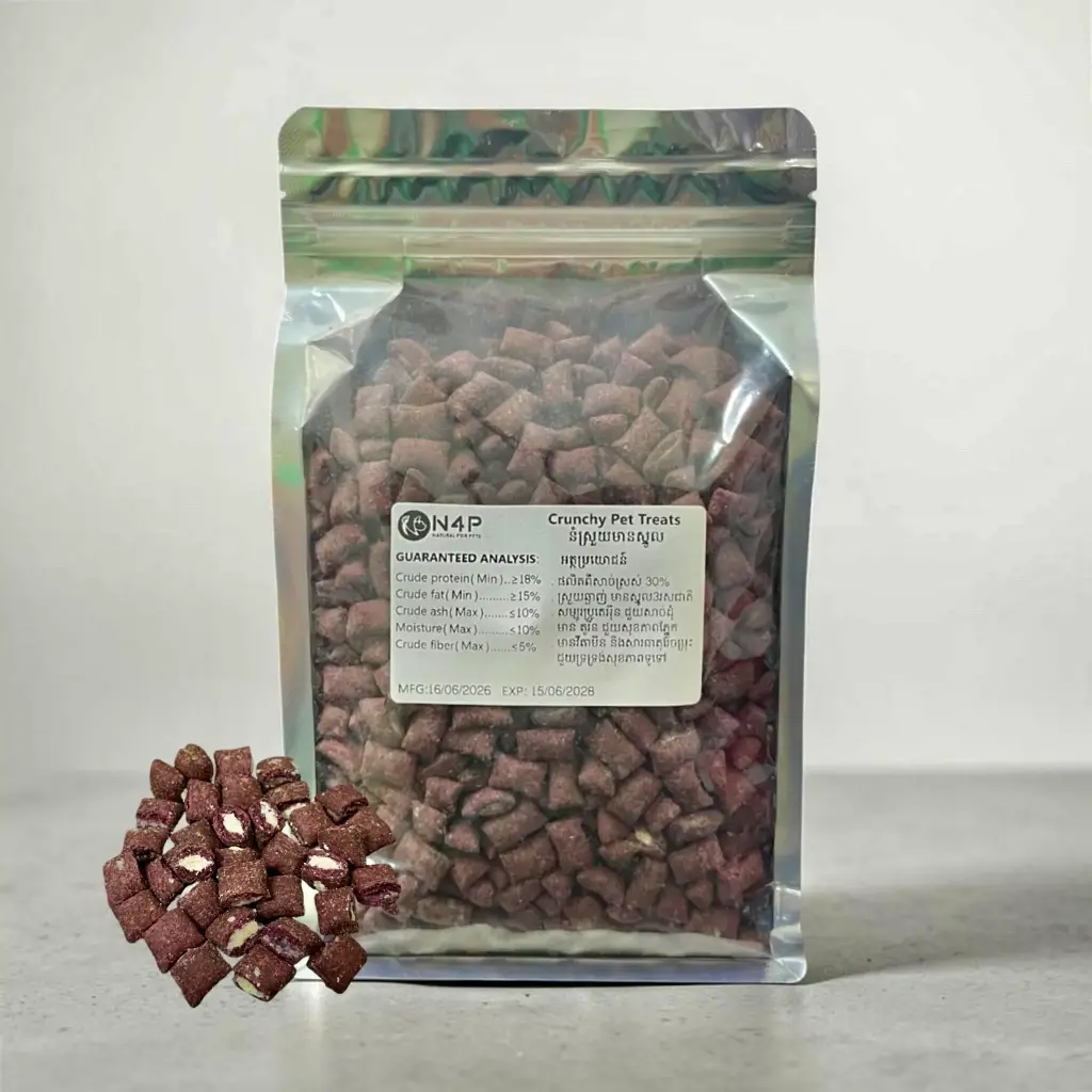 - N4P Pets Treat Crunchy Bites Purple Sweet Potato & Chicken Flavor 500g
