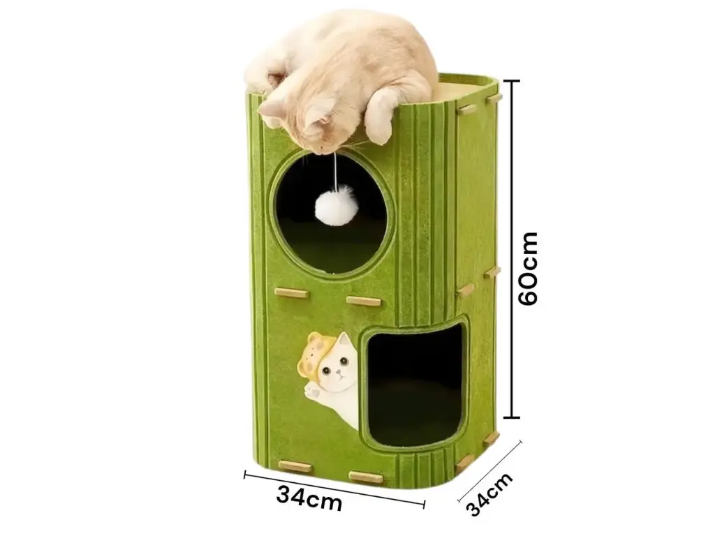 Cat House Size 60x34x34cm 2-Storey ផ្ទះឆ្មា2ជាន់
