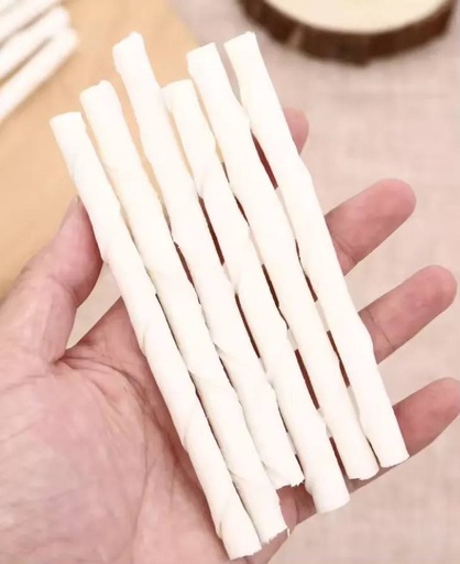 [B00000112] - Dog Bone White Stick 5" 100g ឆ្អឹងពណ៍ស​​ 