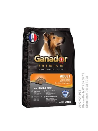 [8938509770082] - Ganador Dry Dog Food 20Kg Adult Lamp