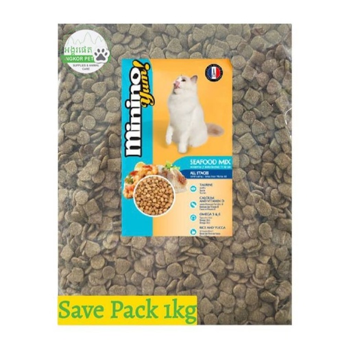 [B0000000288] - Minino Dry Cat Food Seafood​ គ្រឿងសមុទ្រ 1kg