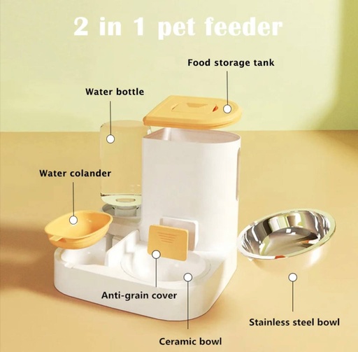 [B0000000888] - Pet Auto Refill Water Bottle & Feeder "2 in 1" ធុងដាក់ចំណីនិងទឹក