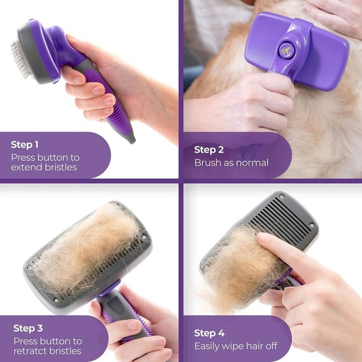 [B0000000602] - Hertzko Self Cleaning Slicker Brush Purple 12.5x18cm