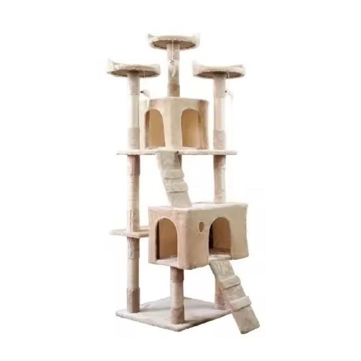[B0000001146] - Cat Tree White ​ផ្ទះឆ្មាធំ​ 170X50X70Cm