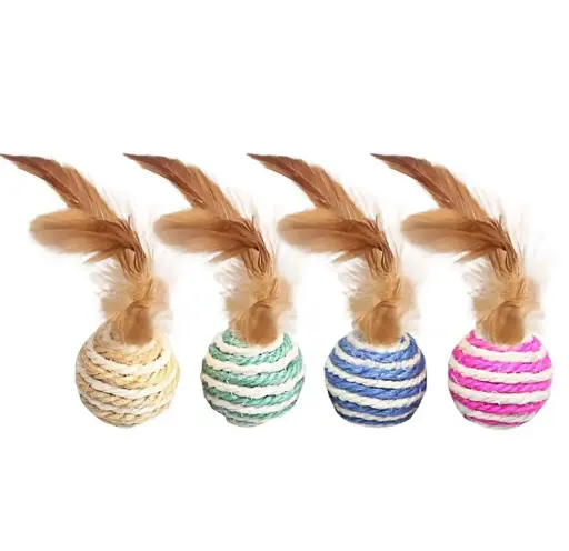 [B0000001790] - Cat Toy Sisal Ball With Feather