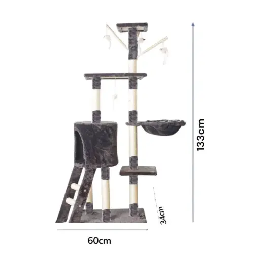 - Cat Tree ផ្ទះឆ្មាស៊េរីថ្មី​ 133x34x60CM