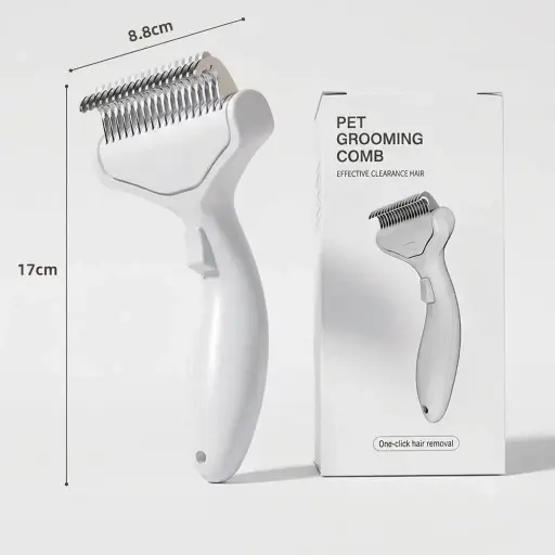 [6942401627360] - Pet Hair Remove Comb 17x8.8cm ក្រាសសិតជម្រុះរោ​ម