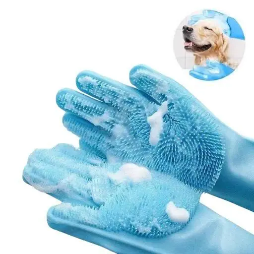 [B0000002094] - Pet Grooming Gloves 2pcs ស្រោមដៃងូតទឹក